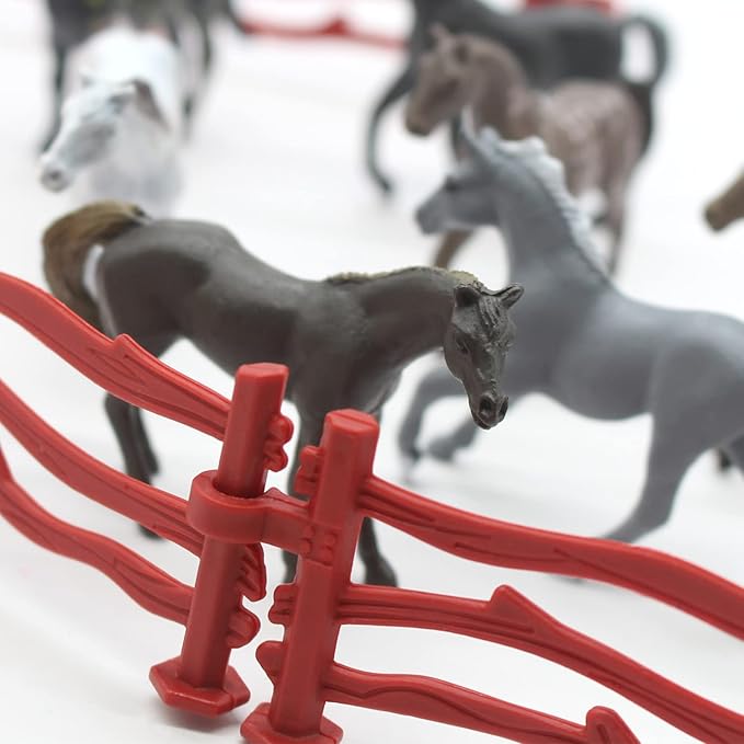 SmilerSmile Animal Assorted Mini Plastic Figures Toy Set, Educational Party Cake Topper, Goody Bag Filler (8pcs Horse)