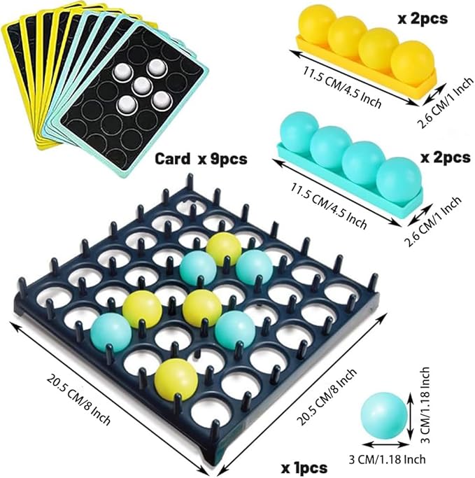 Bounce Ball Parent Child Interactive Party Table Games with 9 Cards with Different Patterns,16 Balls and 1 Game Grid,Kid,Teens and Adults Family Party Game,2-4 Palyers Game