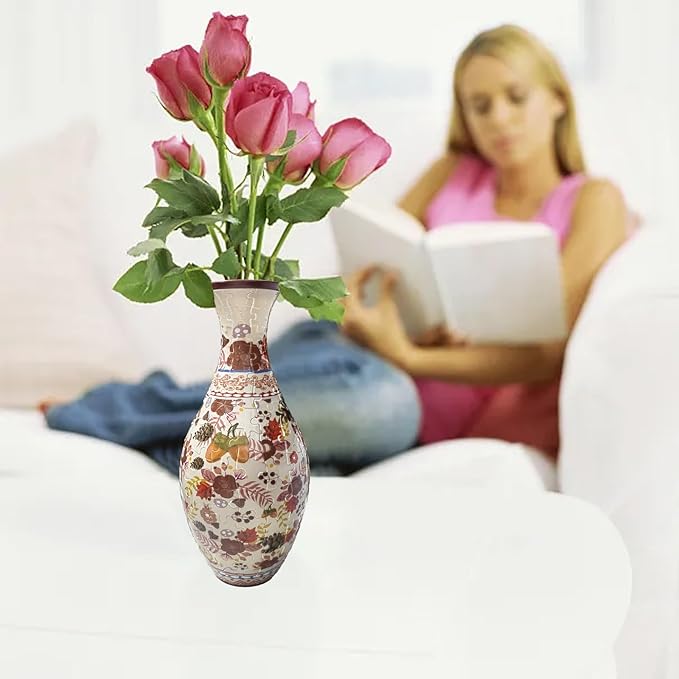 3D Puzzle Vase Unique Flower Vase for Adults Made by 160 Curved Plastic Puzzle, Relax Puzzles for Adults, DIY Jigsaw Creative Gift for Parents & Housewarming
