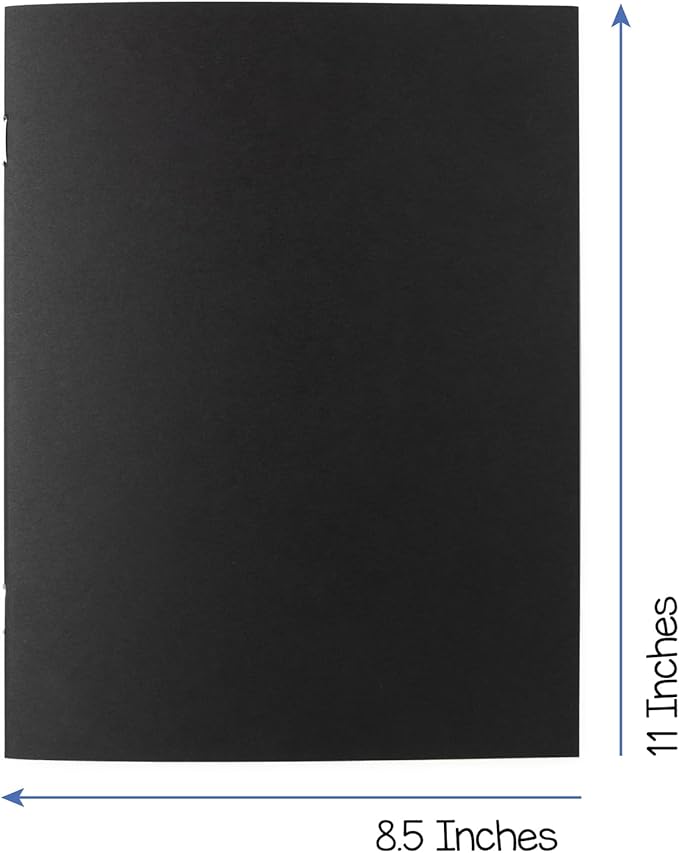 Hygloss Blank Books 8.5 x 11 Inches - 6 Pack – Black Color Paperback for Drawing & Writing – Empty Books for Journaling, Sketching or Arts & Craft