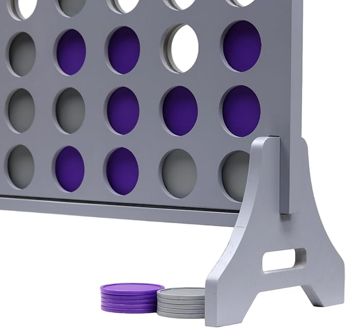 Tailgating Pros Premium Grey Giant Four in a Row with Carrying Case - Jumbo Oversized Outdoor Yard Game - Connect Multiple Pucks in a Row to Win - Many Puck Colors Available!