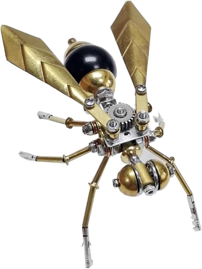3D Metal Insect Model Kit Steampunk Bug Mechanical Steampunk Sculpture Mechanical Insect Clockwork 3D Puzzle,Entomology Learning Adult Metal Puzzle Assembly (Hornet)