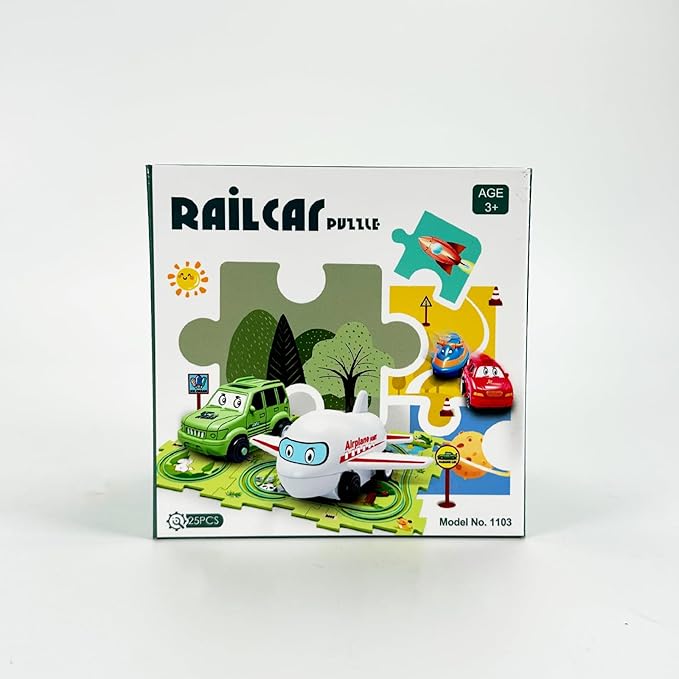 Plastic Puzzles for Kids Ages 3-5 with A Cute Vehicle, Toddler Puzzle Track Play Set Gift, Race Tracks for Kids 3-5, Toys for 3 4 5 6 Year Old Boys Girls, Montessori Toys for Toddler
