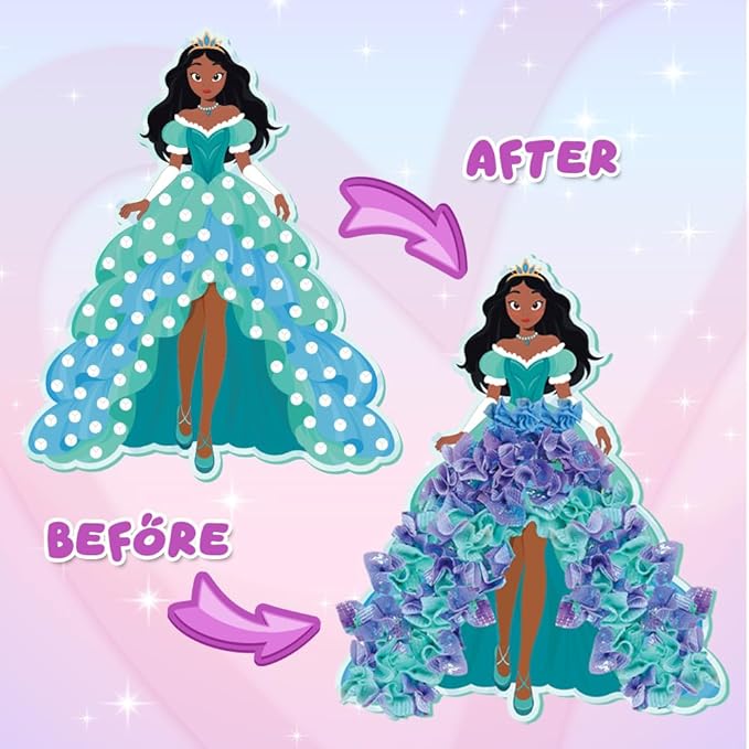 RAJRNED Poke in Fun Magical Princesses Kit, Arts and Crafts for Girls with 8 Magical Princesses & 9 Accessories, Mess-Free Fun for Kids, DIY Craft Kits, Gifts for Girls & Boys Ages 3-12