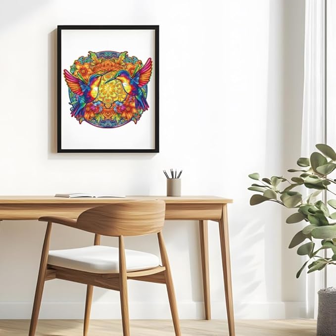 200 Pieces Wooden Puzzles for Adults, 11.8x10.2 Inches Hummingbird Jigsaw Puzzles, Craft hub Wood Hummingbird Puzzle for Puzzle Lover, Birthday Gift for Bird Lover Family Game Home Decor