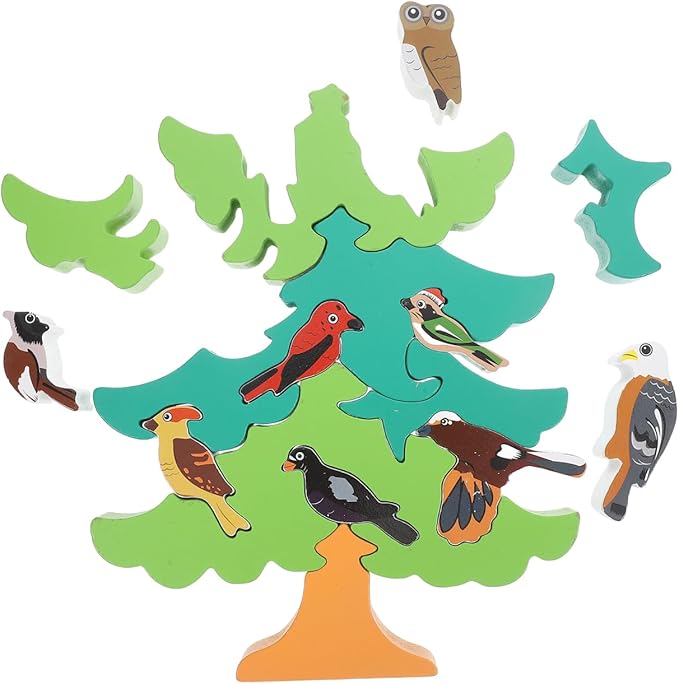 TOYANDONA 1 Set of Baby 3D Jigsaw Puzzle Wooden Tree Bird Shaped Montessori Toy Educational Preschool Learning Toys for Infant Toddlers Boys Girls