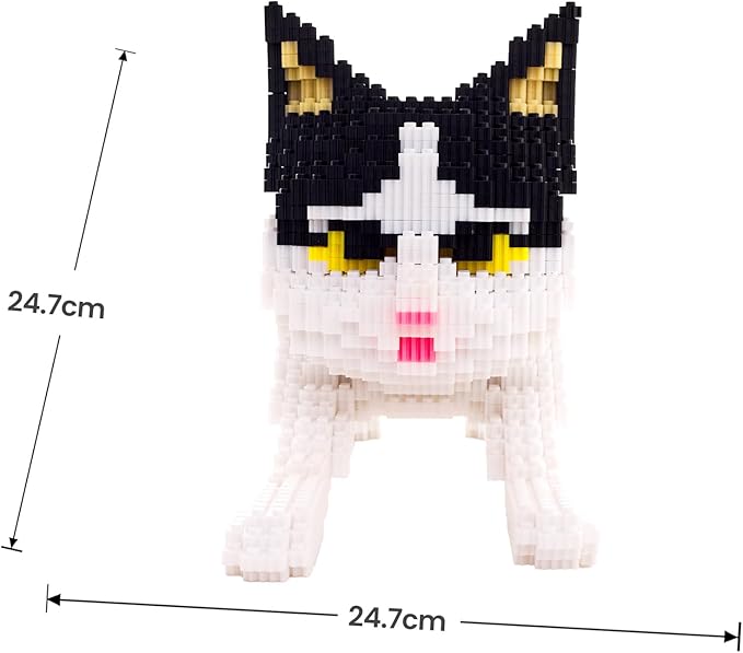 Cat Micro Building Blocks Animal Set, Cow Cat DIY Mini 3D Building Toy Bricks Kit Gift for Adults and Kids, 4800 Pieces (Black & White)