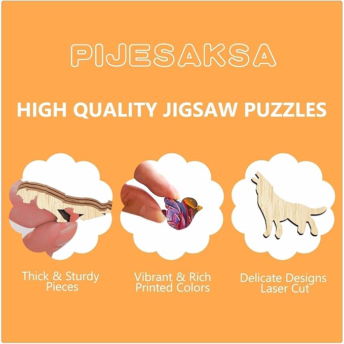 Wooden Puzzles for Adults - Sunset Forest Puzzle, Flat Puzzle with 3D Visual Effect, Unique Shape Wooden Jigsaw Puzzles, Good Gift Idea for Family and Friends (L-13.4 * 13.4in - 300 Piece)