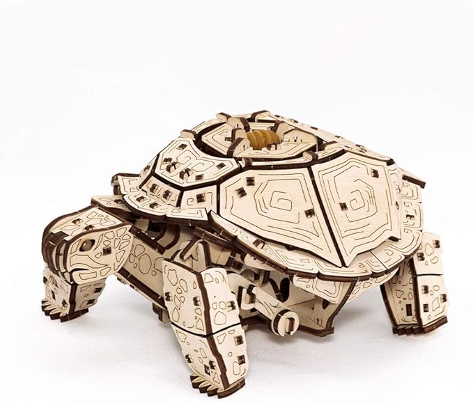 3D Puzzles for Adults DIY Wooden Turtle 3D Puzzle Model Kit with Wind-Up Mechanism & Rubber Band Engine 3D Puzzles for 15 yrs Above & Adults Model Building Kits by Eco Wood Art 269pcs