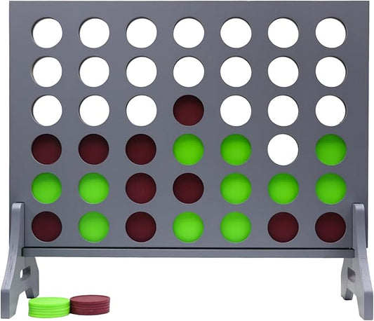 Tailgating Pros Premium Grey Giant Four in a Row with Carrying Case - Jumbo Oversized Outdoor Yard Game - Connect Multiple Pucks in a Row to Win - Many Puck Colors Available!
