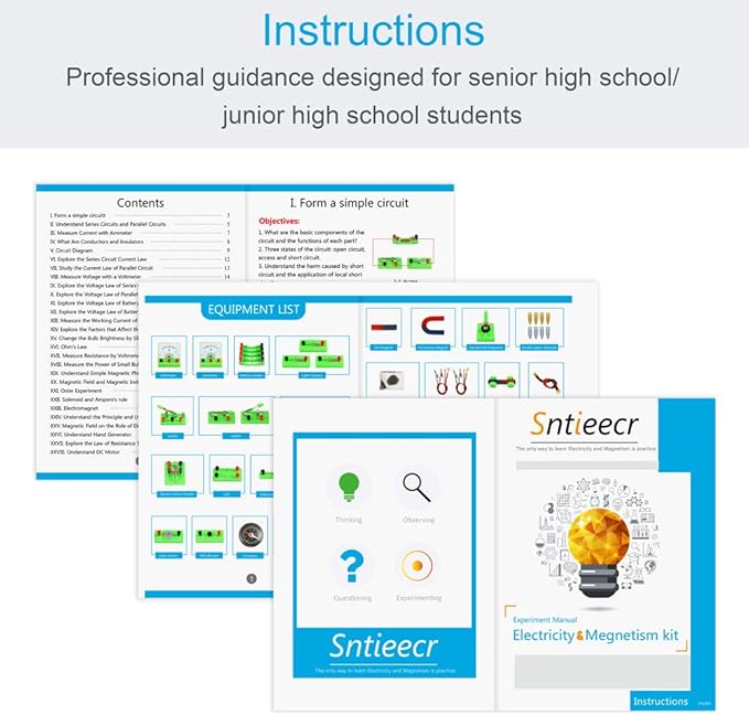Sntieecr Science Magnetism Kit for Kids, Electric Circuit Kit for Kids, Stem Science Experiment Discovery Circuit Board Kit for Students Learning Starter