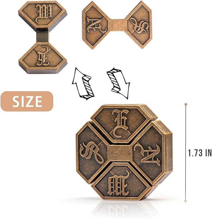 Fun Metal Brain Teaser Puzzle Games - 4 Pcs Adults Mind Travel 3D Toys -Teens IQ Insight Challenge - Logic Educational Gift（with Storage Case and Instructions）