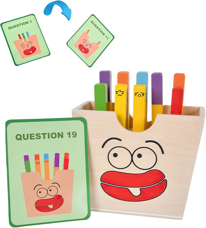 Wooden French Fries Sorting & Stacking Toys for Toddlers, Montessori Educational Toys for 3 Year Old Preschoolers to Develop Fine Motor Skills