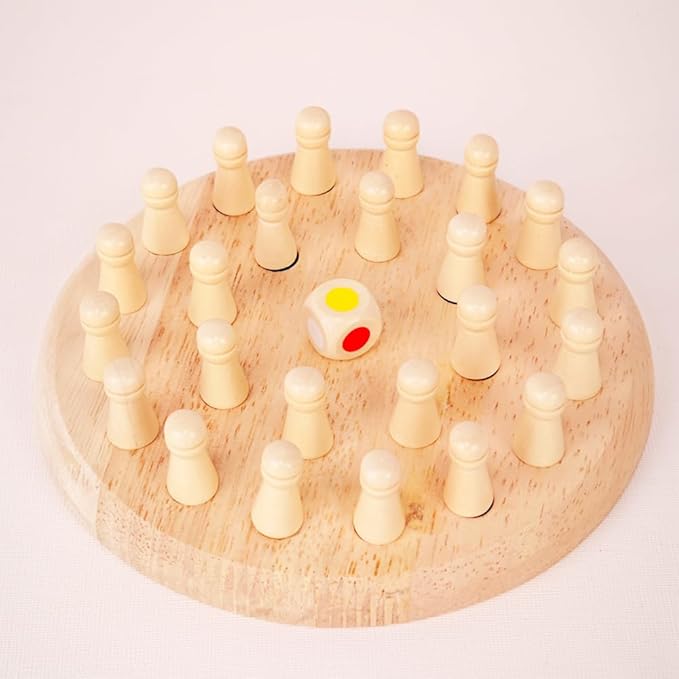 Kids Memory Matching Game with Wooden Dice | 6-Color Tiles Board Game for Family Night | Preschool Learning Toys Ages 3-6