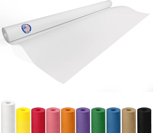 White Paper Roll 48" x 1200" (100 feet) - USA-Made Kraft Paper 50lb Thickness - 100% Recyclable Natural Craft Wrapping Material for Packing, Moving, Shipping & Crafts/Arts by IDL Packaging