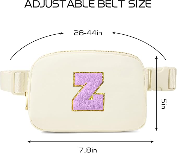 Gitus Gifts for 8 9 10 11 12 Year Old Girls Belt Bag Fanny Pack Crossbody Bags with Initial Letter Patch Cute Stuff Birthday Gifts for Teen Girls Women Personalized Trend Stuff (Ivory-Z)