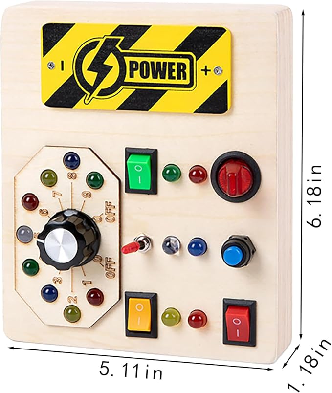 Montessori Toddler Busy Board Montessori Toy Kids Wooden Sensory Board with Switches Sensory Toys Switch Toys Travel Toys Kids Gifts for Birthday Christmas (Band Switch)