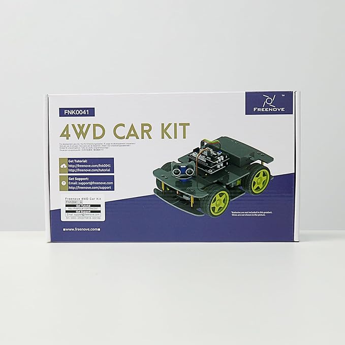 Freenove 4WD Car Kit (Compatible with Arduino IDE), Line Tracking, Obstacle Avoidance, Wireless Control App, Ultrasonic Sensor Motor Servo
