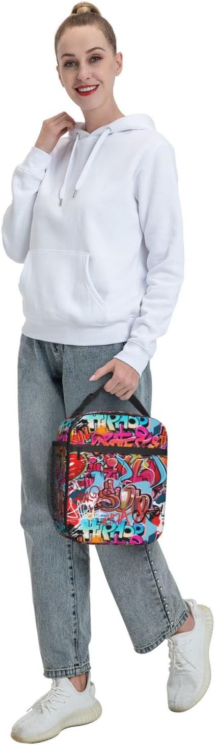Graffiti Wall, Hip Hop Art Reusable Lunch Box Food Bag Insulated Lunch Bag