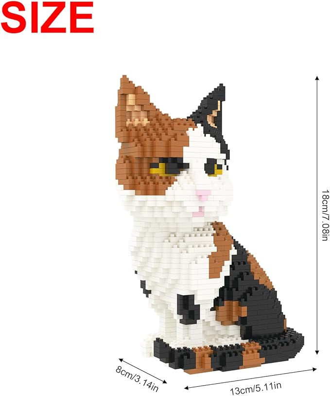 Larcele Cat Micro Building Blocks Animal Set, DIY Mini 3D Building Toy Bricks,1191pcs KLJM-05 (Cat, Model1979)