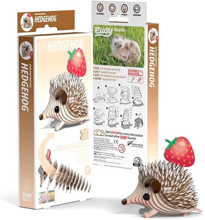 Eugy Hedgehog 3D Puzzle, 24 Piece Eco-Friendly Educational Toy Puzzles for Boys, Girls & Kids Ages 6+