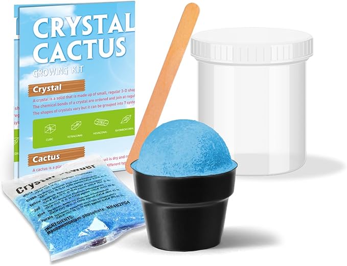 Crystal Growing Kit for Kids, Cactus-Blue DIY Crystal Science Experiment Set, Grow Your Own Crystals, STEM Educational Chemistry Kit for Boys & Girls Ages 6-12, Fun Science Lab Gift for Kids