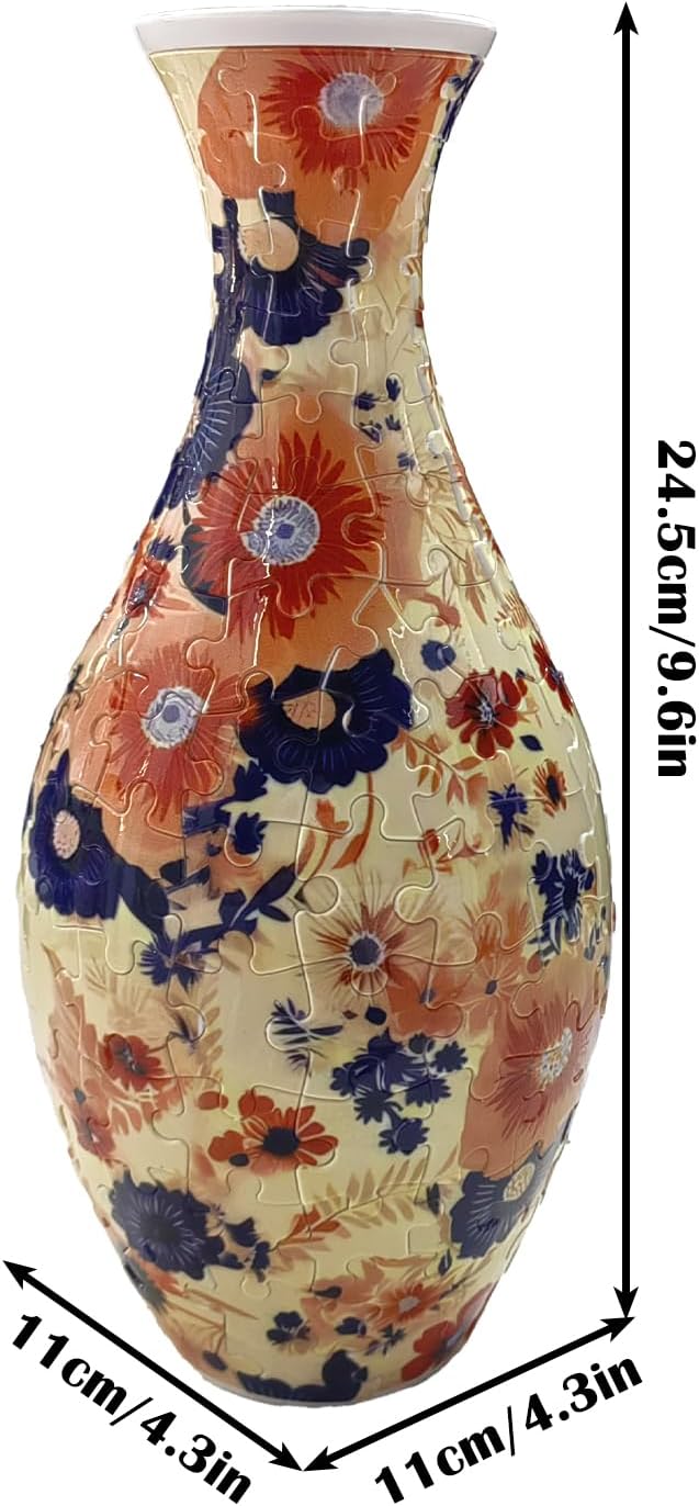 3D Puzzle Vase Unique Flower Vase for Adults Made by 160 Curved Plastic Puzzle, Relax Puzzles for Adults, DIY Jigsaw Creative Gift for Parents & Housewarming