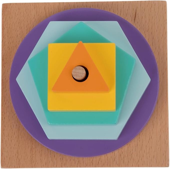 Wooden Sorting & Stacking Toy, Montessori Shape Stacker for Kids Ages 3+, 16 Pcs Geometric Puzzle, Color Number Counting Educational Blocks for Toddlers 5 Year Old, Matching Game for Baby Boys & Girls