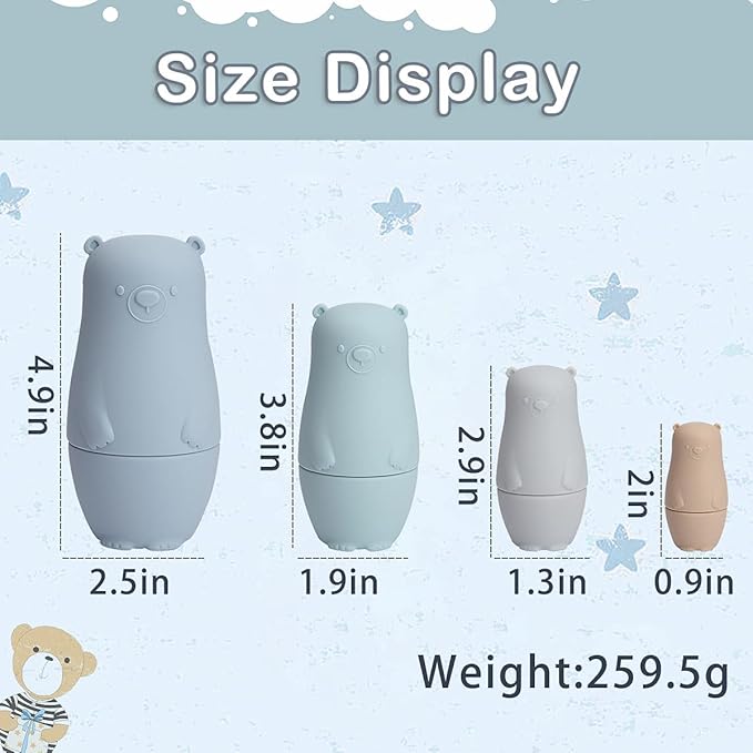 OESSUF Nesting Dolls | Russian Silicone Nesting Dolls for Toddlers | Matryoshka Doll Montessori Educational Toy | Bear Stacking Nesting Doll Toys | Gift for Kids 3 Years Up