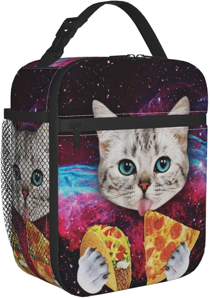 Galaxy Taco Cat Pizza Reusable Lunch Box Insulated LunchBox Cooler Lunch Bag