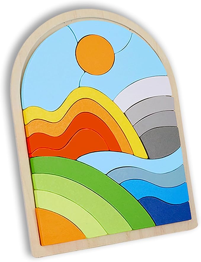 Jigsaw for Baby Boys, Wooden Puzzles for Toddlers 3-5, Boys Girls Birthday Gift for Kids Ages 4-6, Toddler Puzzles Montessori Toys for 3 Year Old, Great Gifts for 3+ Year Olds (Hills)