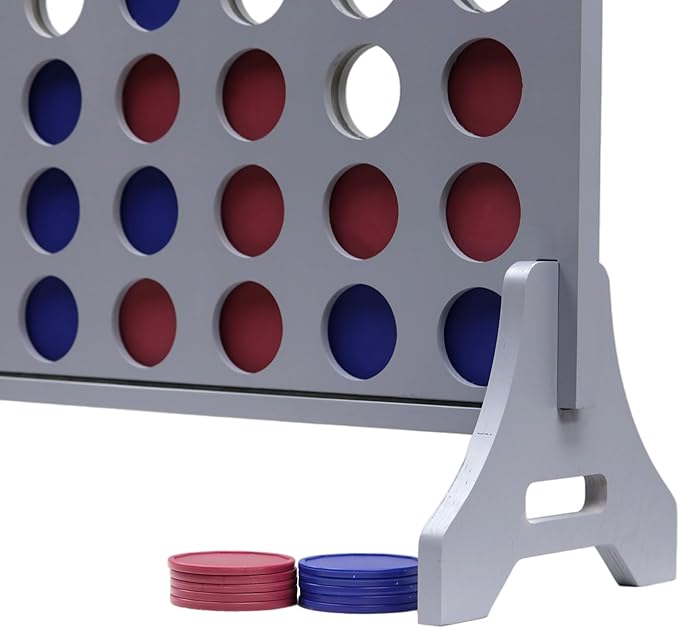Tailgating Pros Premium Grey Giant Four in a Row with Carrying Case - Jumbo Oversized Outdoor Yard Game - Connect Multiple Pucks in a Row to Win - Many Puck Colors Available!