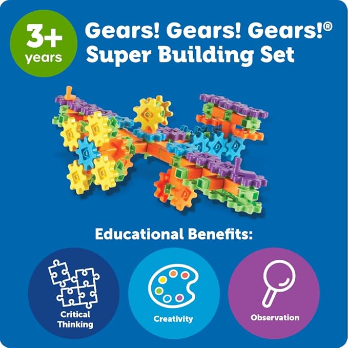 Learning Resources Gears! Gears! Gears! Super Building Toy Set, 150 Pieces, Ages 3+