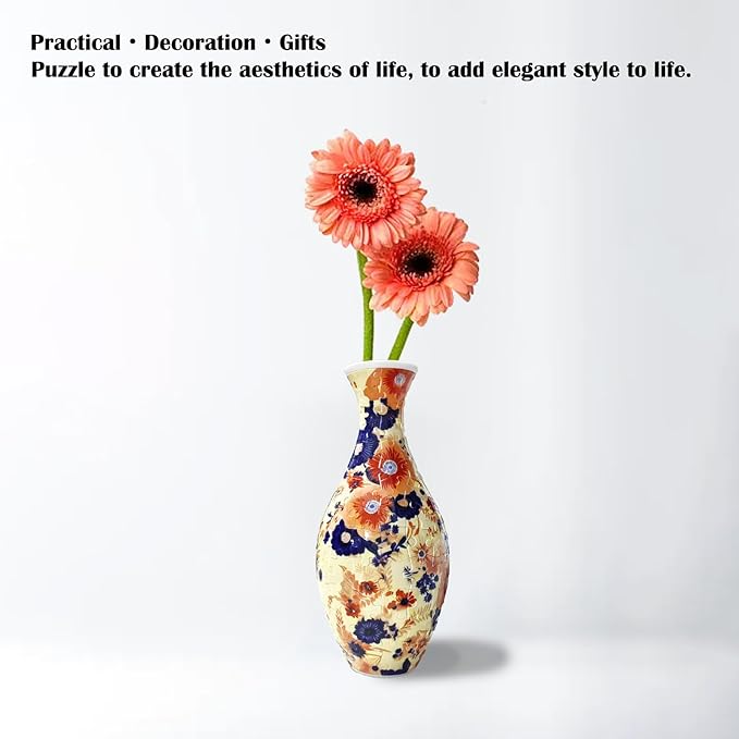3D Puzzle Vase Unique Flower Vase for Adults Made by 160 Curved Plastic Puzzle, Relax Puzzles for Adults, DIY Jigsaw Creative Gift for Parents & Housewarming