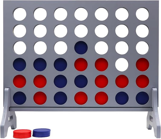 Tailgating Pros Premium Grey Giant Four in a Row with Carrying Case - Jumbo Oversized Outdoor Yard Game - Connect Multiple Pucks in a Row to Win - Many Puck Colors Available!
