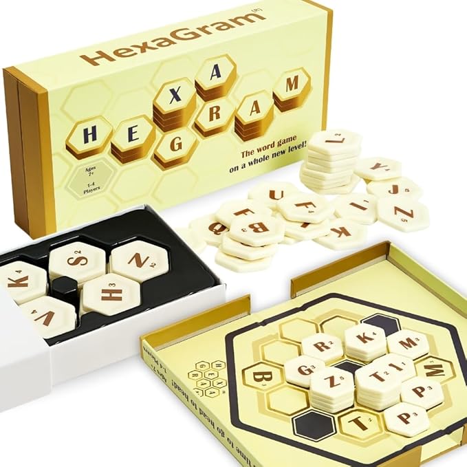 Hexagram | A Refreshing Take on a Classic Word Game, Fun Family Games for 2-4 Players, Family Board Game for Ages 7+