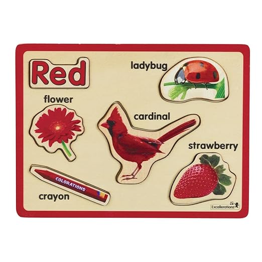 Excellerations Color Puzzles - Set of 8, Wooden Puzzles Featuring Eight Colors, Real Photographs, Early Learning, Color Recognition, Fine Motor Skills, Preschool Puzzles