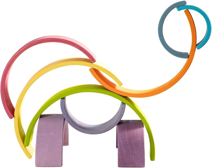 Wooden Rainbow Stacking Toy, 12 Piece Stacker, Extra Large Nesting Puzzle Building Blocks, Educational Toys for Kids Toddlers