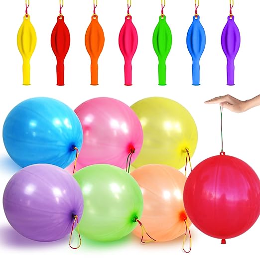 41Pcs Punch Balloons, Thickened Neon Punching Balloon Heavy Duty with Rubber Band Handle Birthday Party Favors for Kids Weddings Goodie Bag Supply