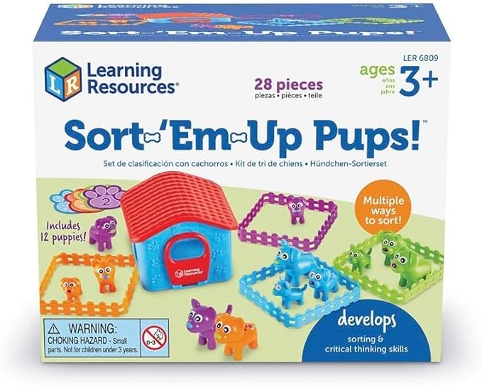 Learning Resources Sort-'Em-Up Pups, Sorting & Matching, 28 Pieces Ages 3+