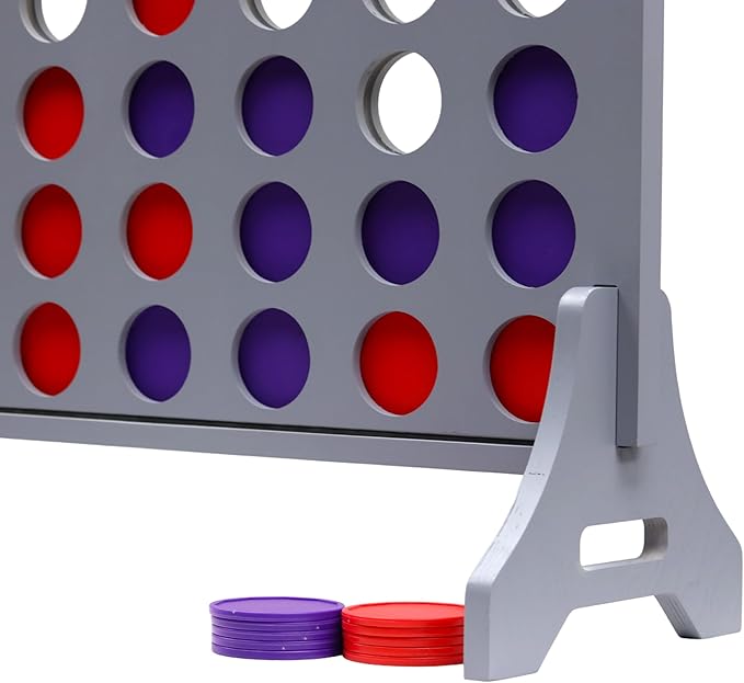 Tailgating Pros Premium Grey Giant Four in a Row with Carrying Case - Jumbo Oversized Outdoor Yard Game - Connect Multiple Pucks in a Row to Win - Many Puck Colors Available!