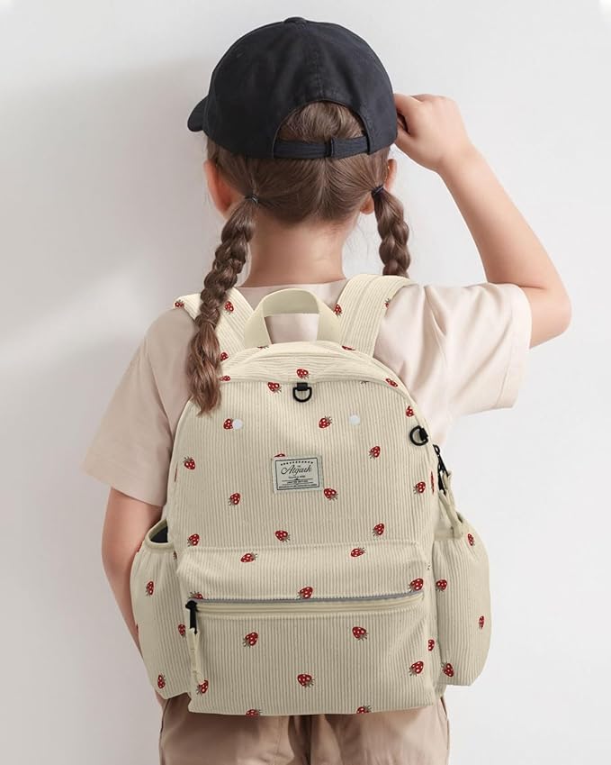 Corduroy Toddler Backpack for Boys and Girls 2-5: Preschool Cute Kids Backpack 13.5" H Fit Folder