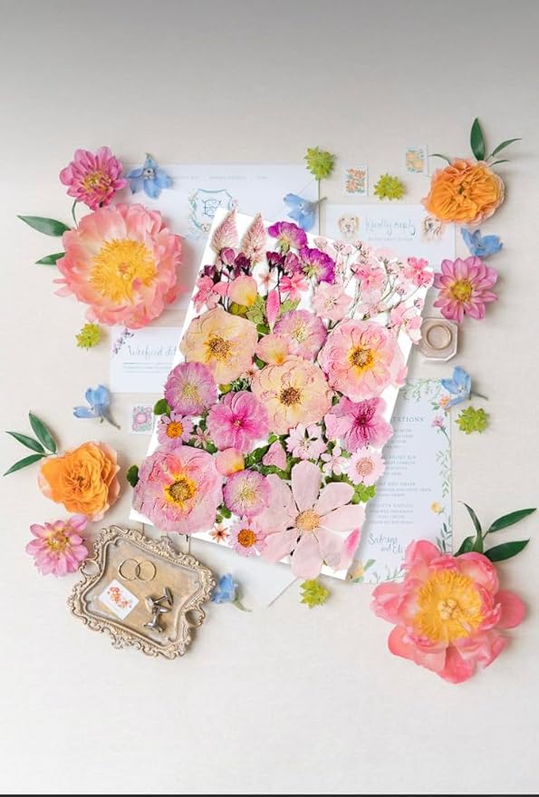 Pink Dried Pressed Flower for Resin,Real Nature Pressing Floral Leaves for DIY Craft, Mold, Jewelry Making, Candle Scrapbooking Supplies