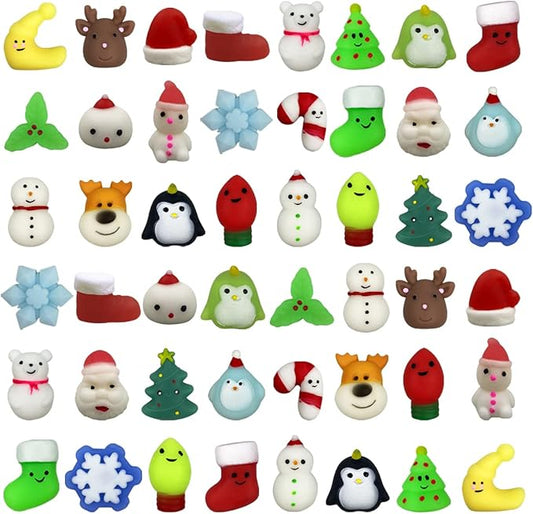 Pinkiwine 48 PCS Mochi Squishy Toys - Squishies Christmas Toys for Kids, Girls & Boys - Toddlers Party Favors, Stocking Stuffers & Gifts