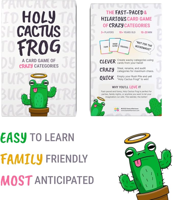 Holy Cactus Frog - A Card Game of Crazy Categories for 3+ Players, Ages 10+, 360 Unique Cards