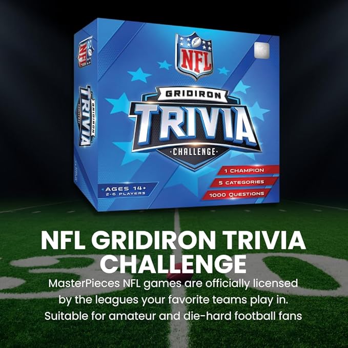 Masterpieces Family Game - NFL Gridiron Trivia Challenge - Officially Licensed Game for Kids & Adults