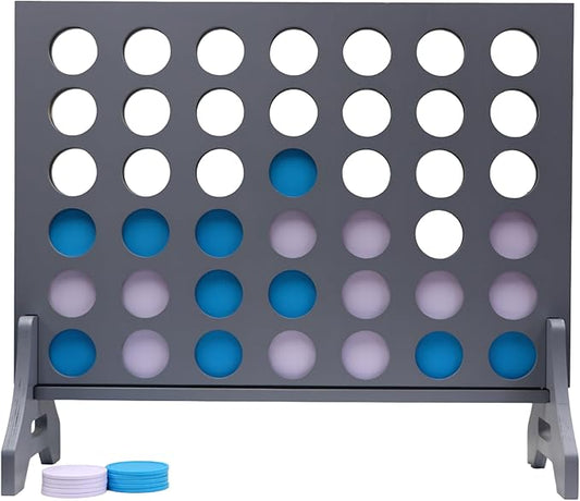 Tailgating Pros Premium Grey Giant Four in a Row with Carrying Case - Jumbo Oversized Outdoor Yard Game - Connect Multiple Pucks in a Row to Win - Many Puck Colors Available!