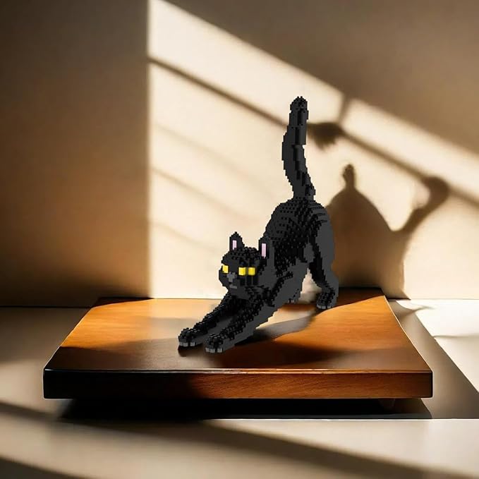 Larcele Cat Micro Building Blocks Animal Set, DIY Mini 3D Building Toy Bricks Kit,999 Pieces KLJM-05 (Black Cat)
