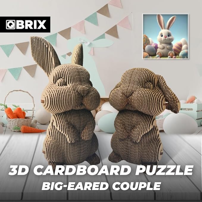 QBRIX Big-Eared Couple 3D Puzzles for Adults, 3D Model Kit for Teens, DIY Crafts for Home Decor, Original Gift for Boys&Girls
