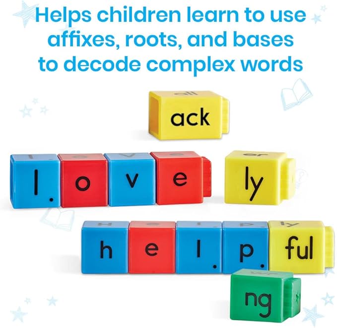 hand2mind Reading Rods Prefixes & Suffixes, Word Roots for Kids, Word Building Activities, Spelling Toys, Reading Tools for Kids, Phonemic Awareness and Phonics, Science of Reading Manipulatives